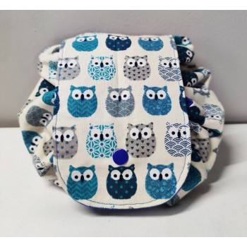 Trousse ronde motif chouettes